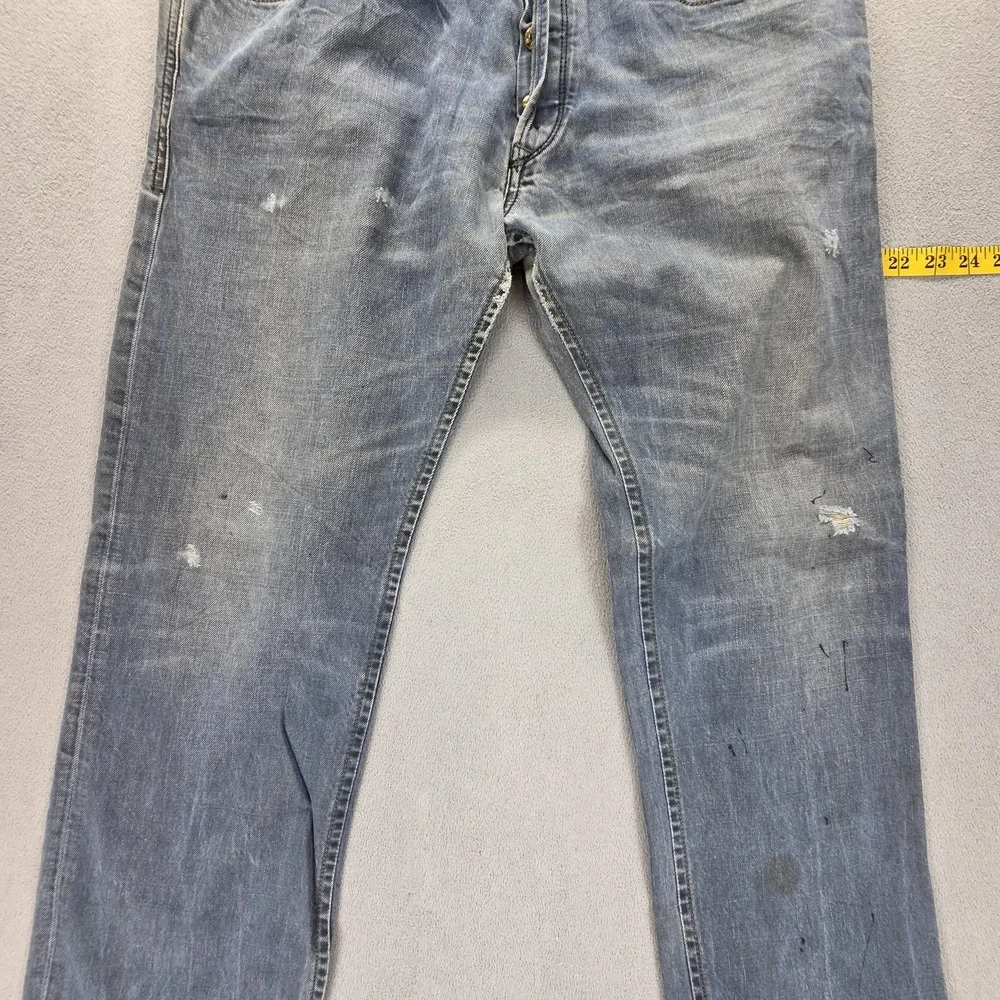 Diesel Jeans Mens 33x32 Blue Iakop Regular Slim Tapered Button Fly Italy 0804J